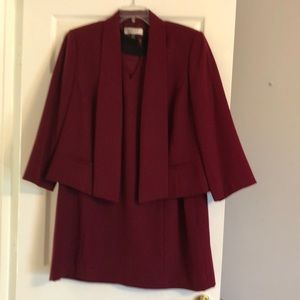 Burgundy two piece suit-dress and short jacket